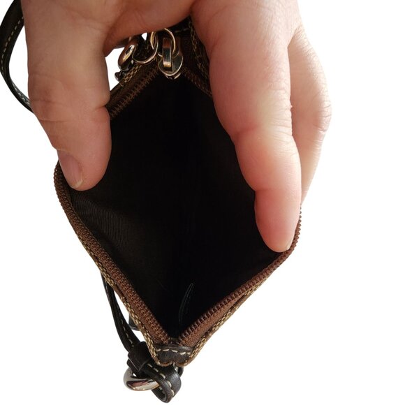 Coach Signature Brown Wristlet/Clutch Bag With Leather Strap - Picture 7 of 7